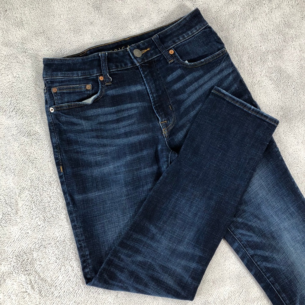 American Eagle Next Level Flex Jeans Mens 29x30 Dark Wash Slim Straight (27x29)